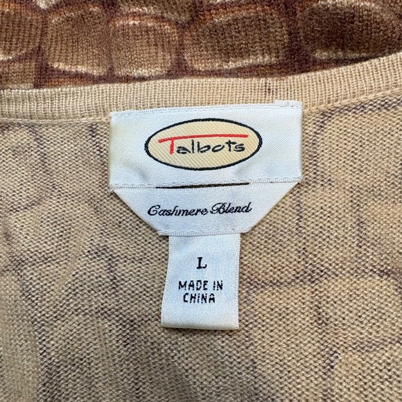 Talbots Cashmere Silk Blend Sweater Brown Crocodile Print V-Neck Womens Large - Picture 3 of 4